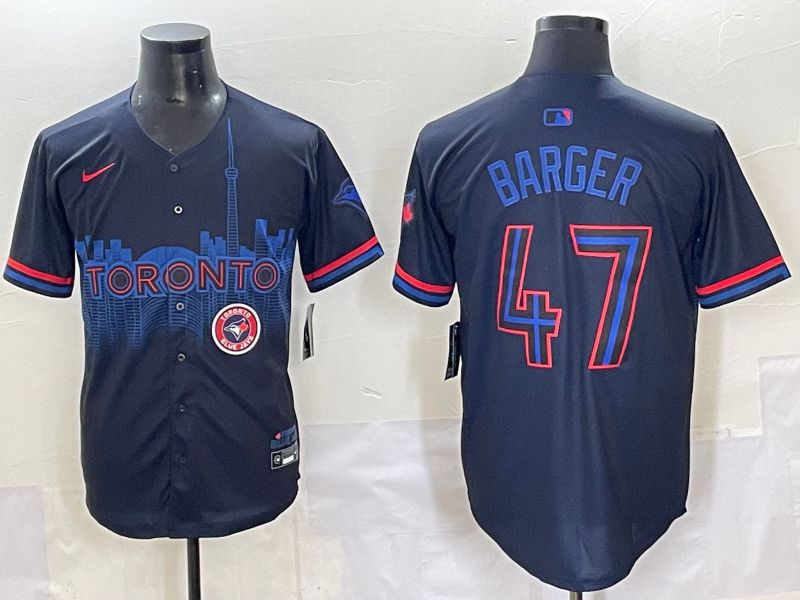 Men 2025 Toronto Blue Jays #47 Barger Black Joint Name Nike MLB Jersey style 15->toronto blue jays->MLB Jersey